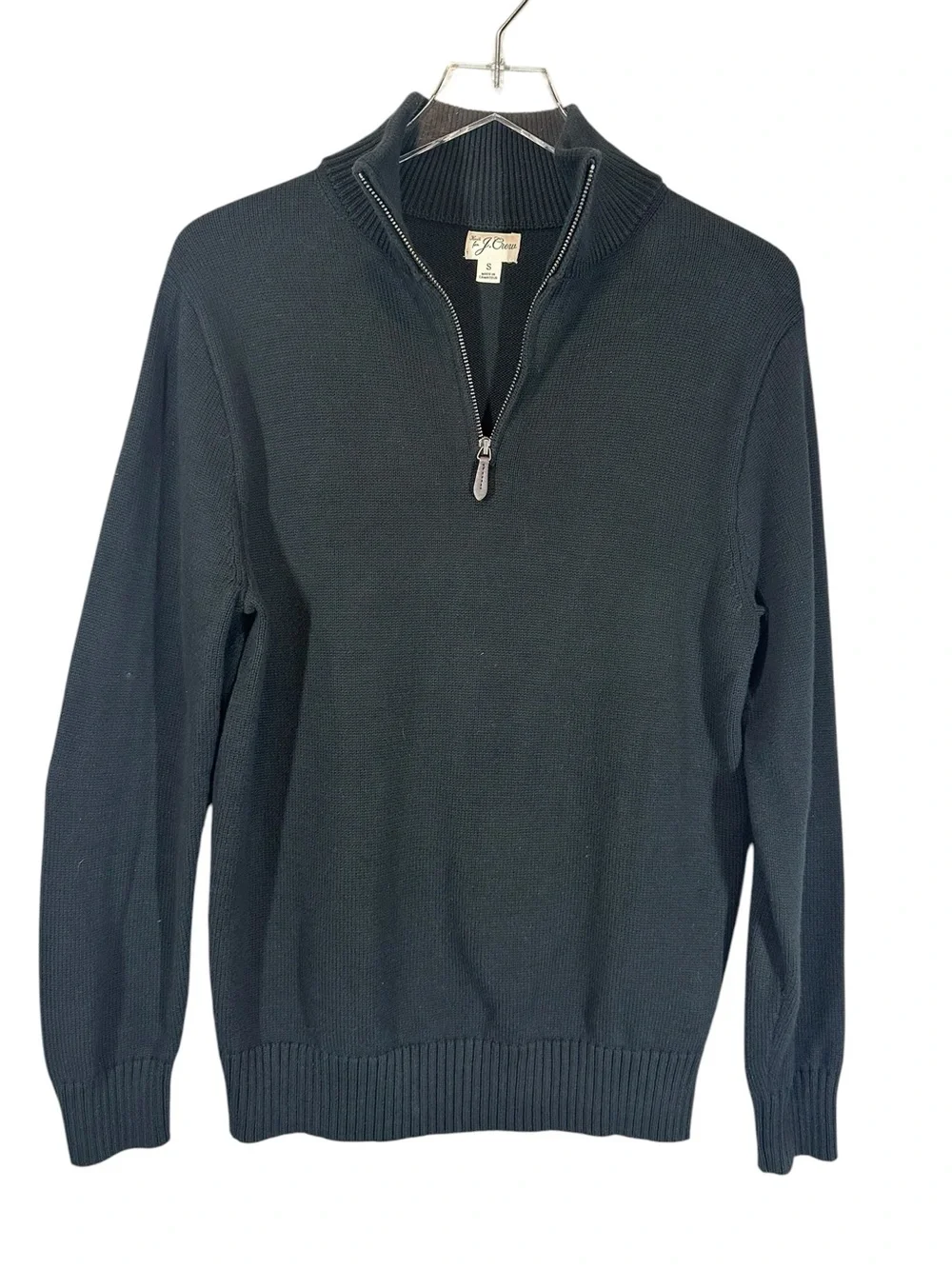 KNIT for J.CREW Men's Small Black 1/4 Zip Pullover Cotton Sweater